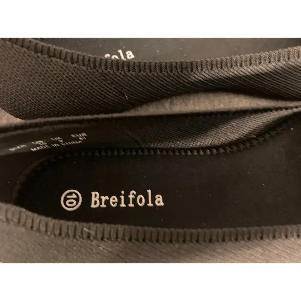 Breifola Black Fabric Pointed Ballet Flats Shoe Size 10